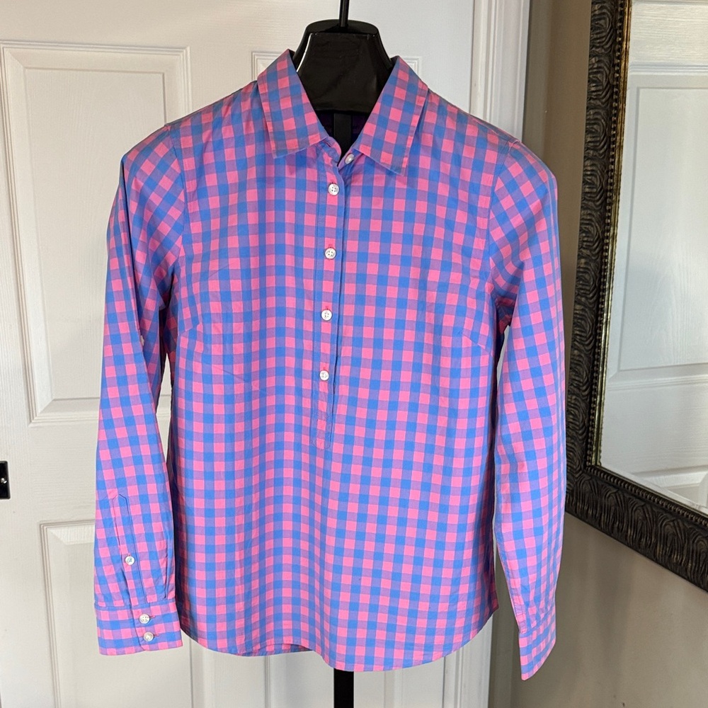 Vineyard Vines Pink and Blue Checkered Blouse